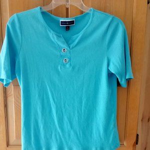 Karen Scott Blue Short Sleeve Top Size Large